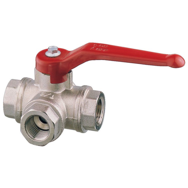 Guidi Nickel Plated Brass 3 Way in T in Ball Valve F-F-F - PN32 - 3/4 in Guidi Nickel Plated Brass 3 Way in T in Ball Valve F-F-F - PN32 - 3/4 in