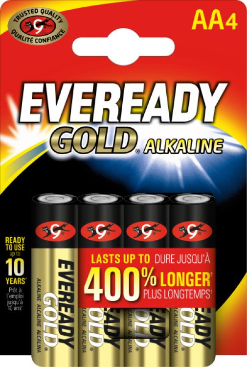 Eveready Gold AA Alkaline Batteries - 4 Pack