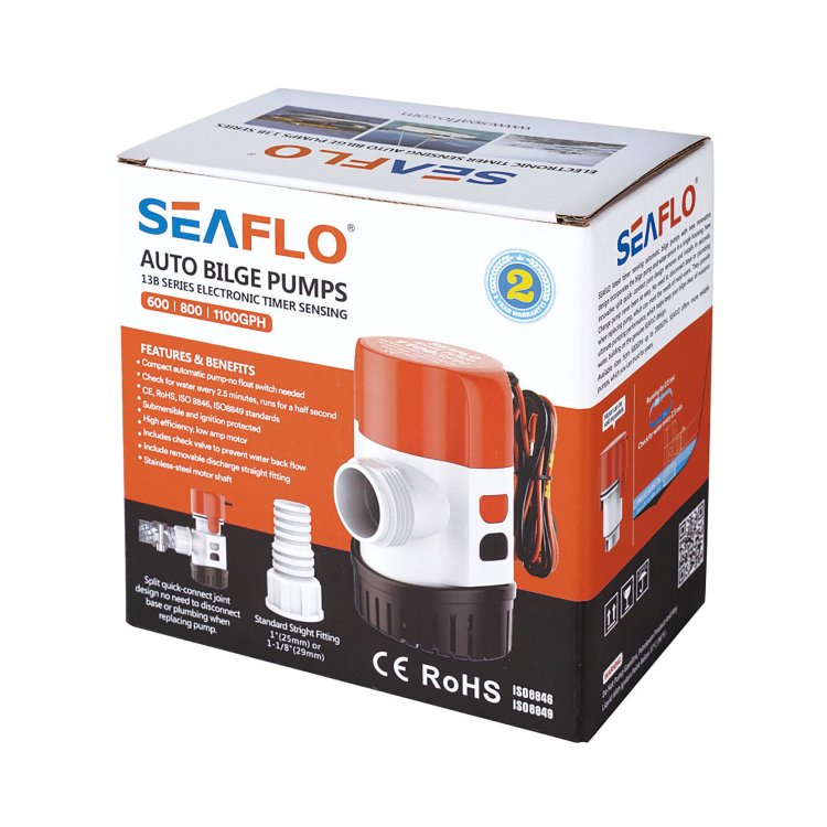 Seaflo Timer Sensing Auto Bilge Pump 13B Series 12V 600 GPH / 2271 LPH Seaflo Timer Sensing Auto Bilge Pump 13B Series 12V 600 GPH / 2271 LPH