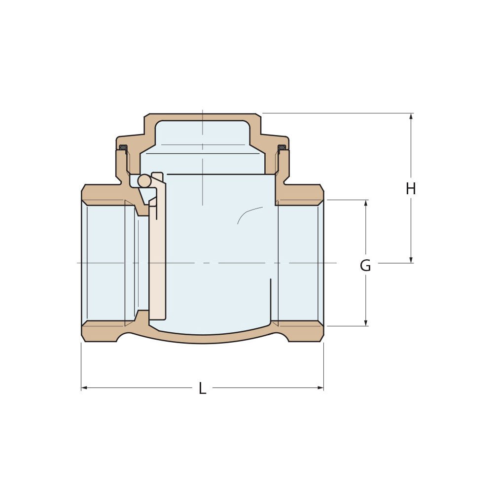 Technical Diagram: Guidi Brass Swing Check Valve 3/8 in Technical Diagram: Guidi Brass Swing Check Valve 3/8 in