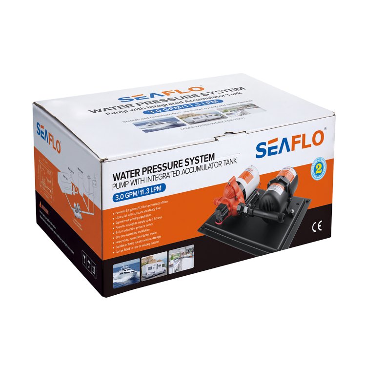 Seaflo 33 Series Pump with Integrated 0.75 L Accumulator Tank 12V Seaflo 33 Series Pump with Integrated 0.75 L Accumulator Tank 12V