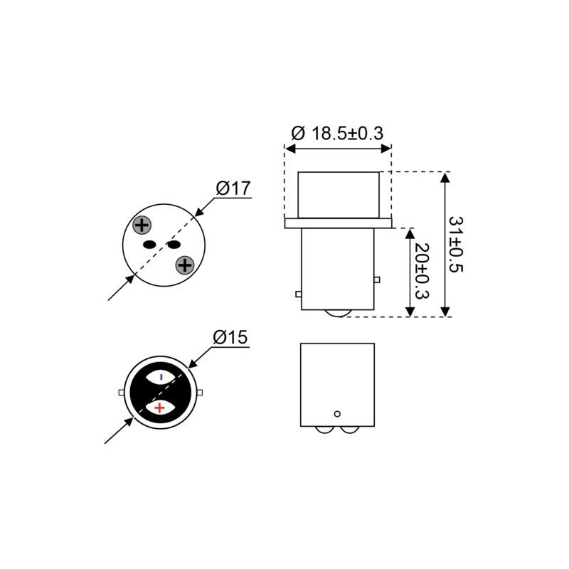 Technical Diagram: Talamex Adapter Bay15D To G4 Technical Diagram: Talamex Adapter Bay15D To G4