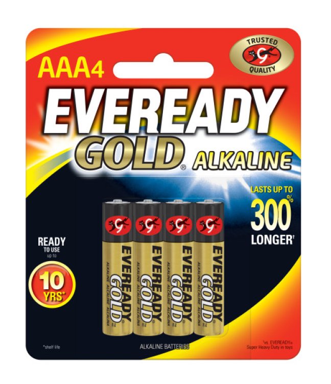 Eveready Gold AAA Alkaline Batteries - 4 Pack