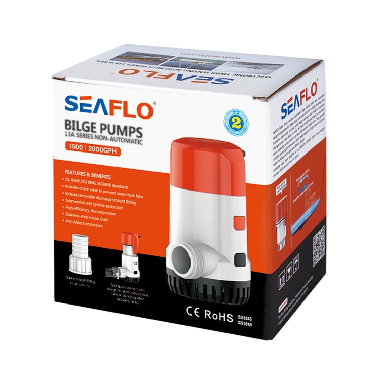 Seaflo Timer Sensing Auto Bilge Pump 13B Series 12V 1500 GPH / 5678 LPH Seaflo Timer Sensing Auto Bilge Pump 13B Series 12V 1500 GPH / 5678 LPH