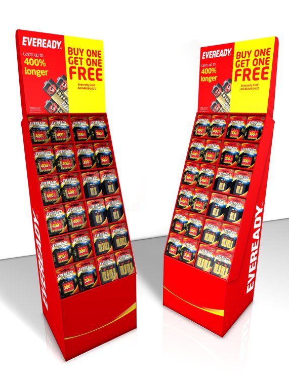Eveready Gold BOGOF Promotion Stand - 228 Packs (with Stock) : Barrus