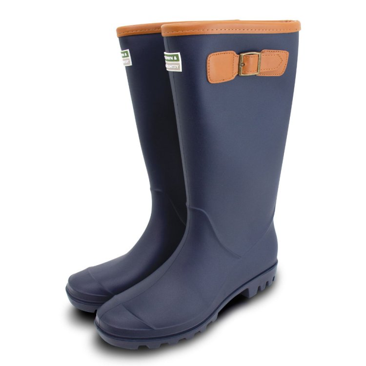 T&C Fleece-Lined Burford Wellington Boots Navy | High Grip Sole - Easy On and Off - Super Warm and T&C Fleece-Lined Burford Wellington Boots Navy | High Grip Sole - Easy On and Off - Super Warm and
