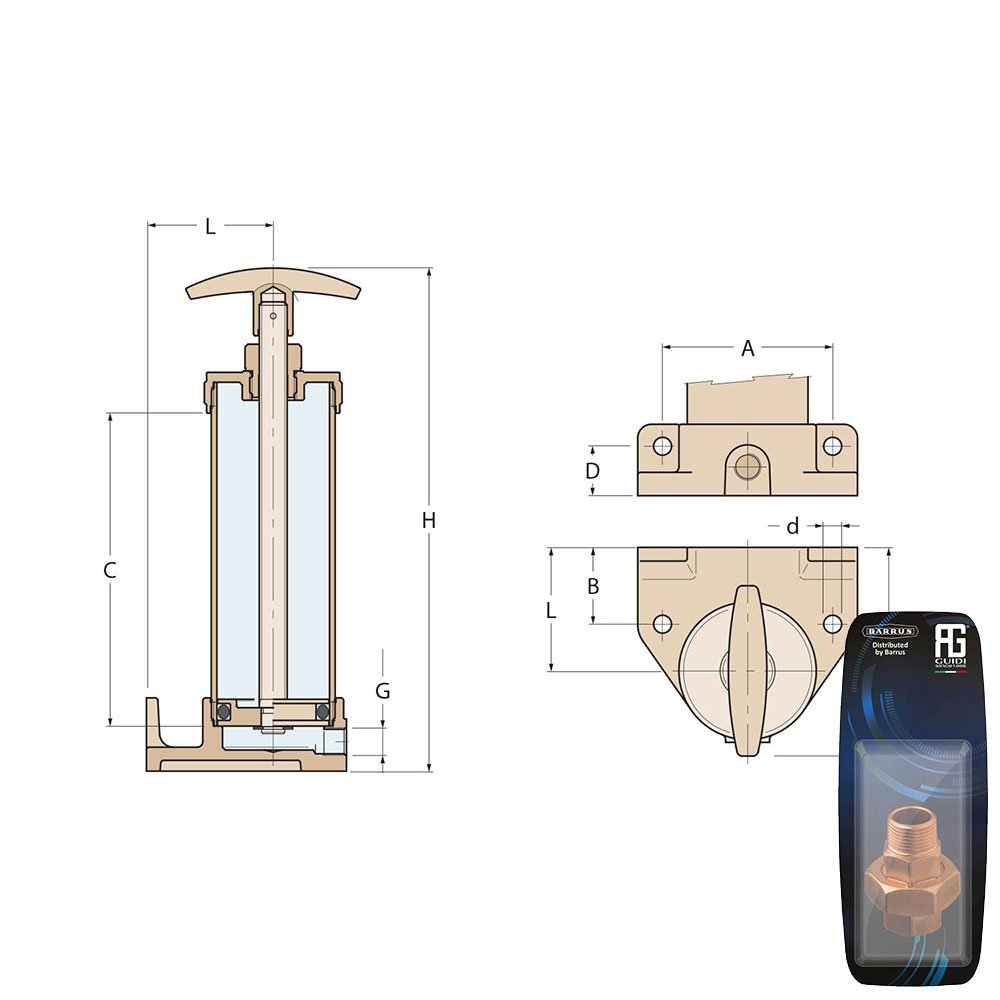Technical Diagram: Guidi Brass Greaser - 1/8 in - Retail Packed Technical Diagram: Guidi Brass Greaser - 1/8 in - Retail Packed