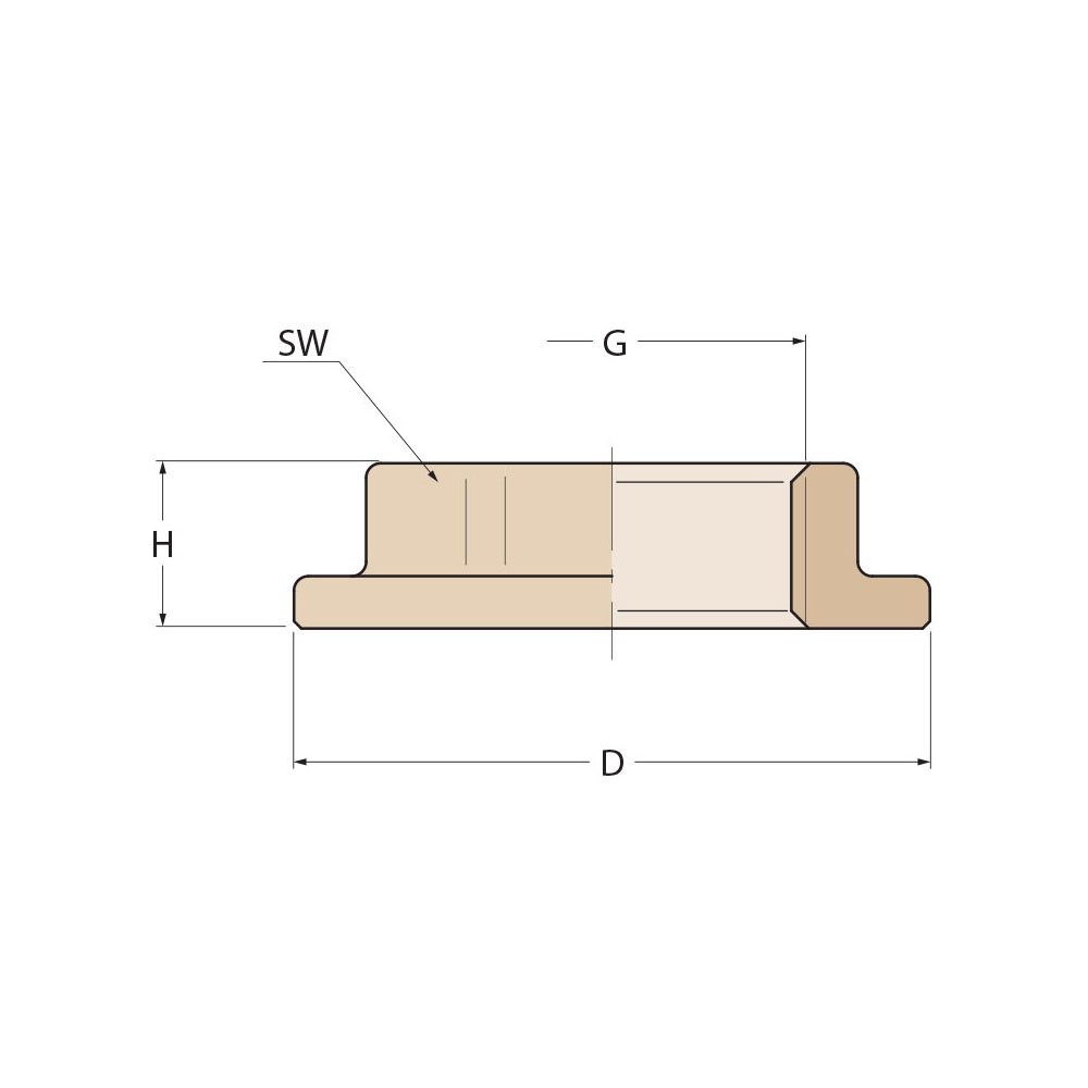Technical Diagram: Guidi Bronze Flanged Lock Nut 3/8 in Technical Diagram: Guidi Bronze Flanged Lock Nut 3/8 in