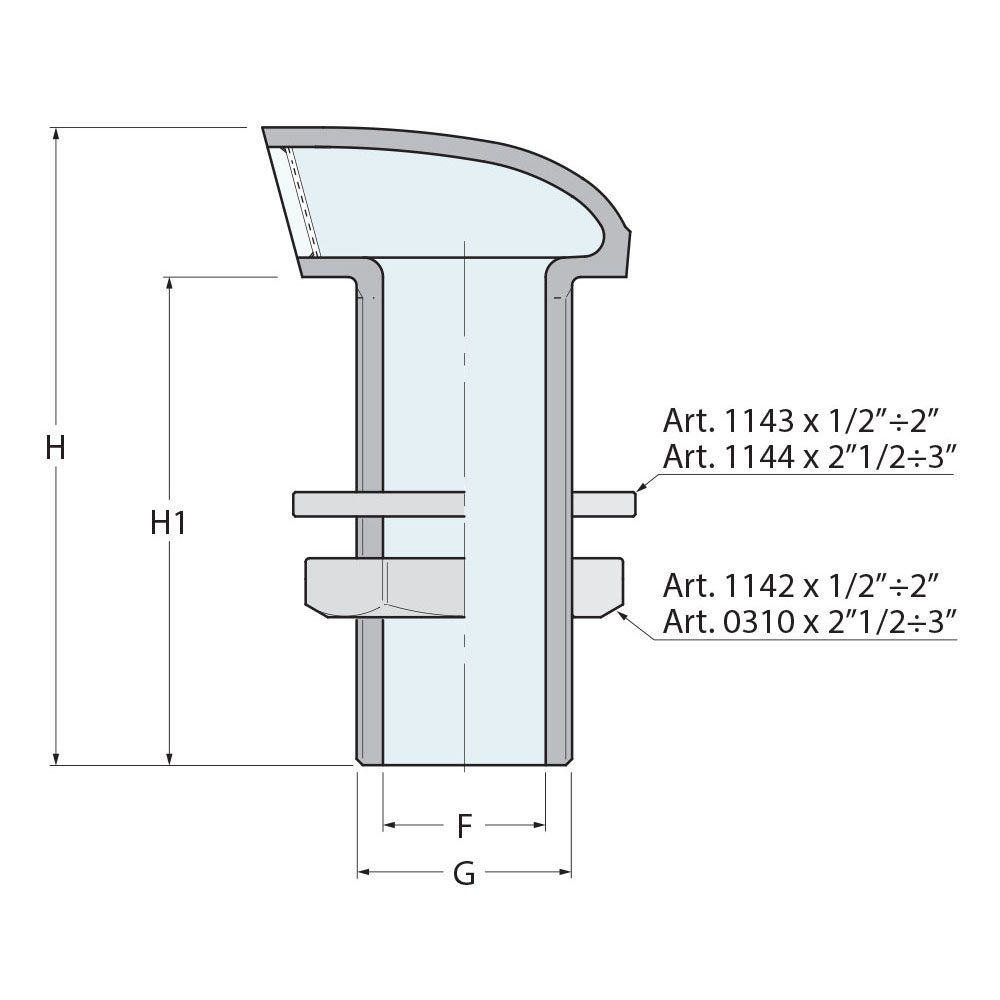 Technical Diagram: Guidi Chrome-Plated Tank Breather Vent - 2 1/2 in