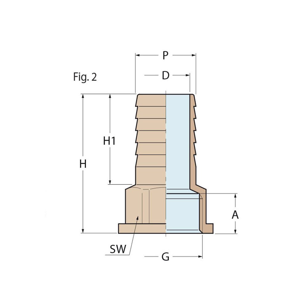 Technical Diagram: Guidi Nickel Plated Hose Connector F 3/4 in x 16 mm