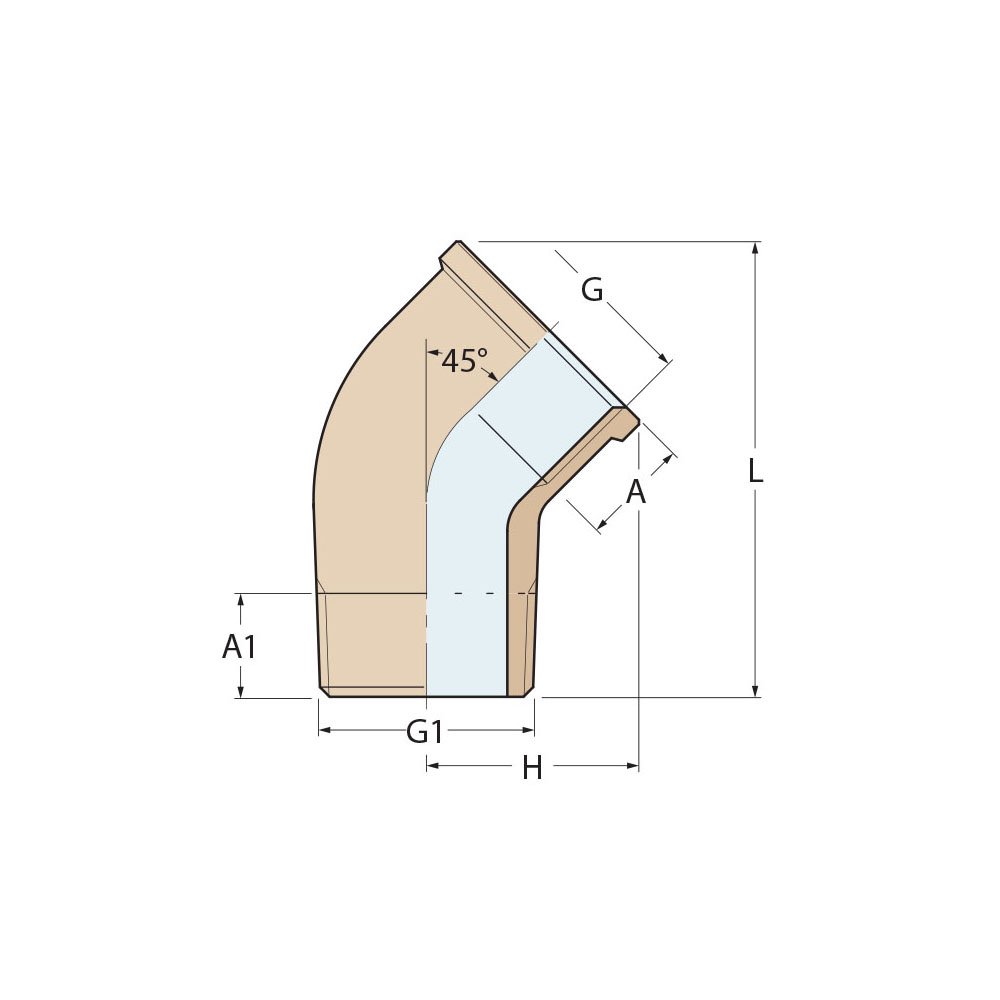 Technical Diagram: Guidi Bronze 45° Elbow M-F 1/2 in