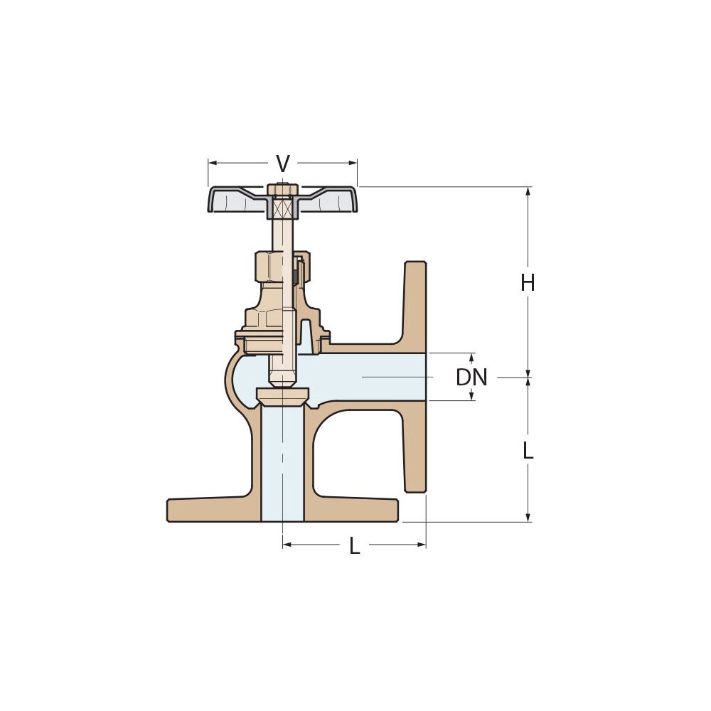 Technical Diagram: Guidi Bronze Globe Valve PN16 - DN25 Technical Diagram: Guidi Bronze Globe Valve PN16 - DN25