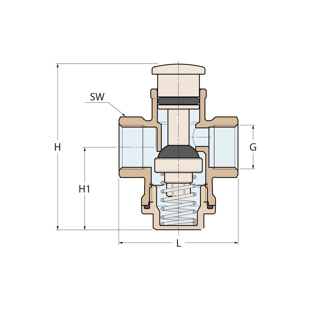 Technical Diagram: Guidi Push-Button Brass Cock 3/8 in Technical Diagram: Guidi Push-Button Brass Cock 3/8 in