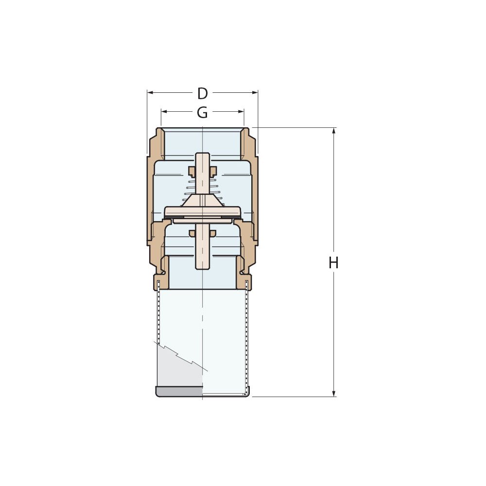 Technical Diagram: Guidi Brass Foot-Valve with Stainless steel Filter 3/8 in Technical Diagram: Guidi Brass Foot-Valve with Stainless steel Filter 3/8 in