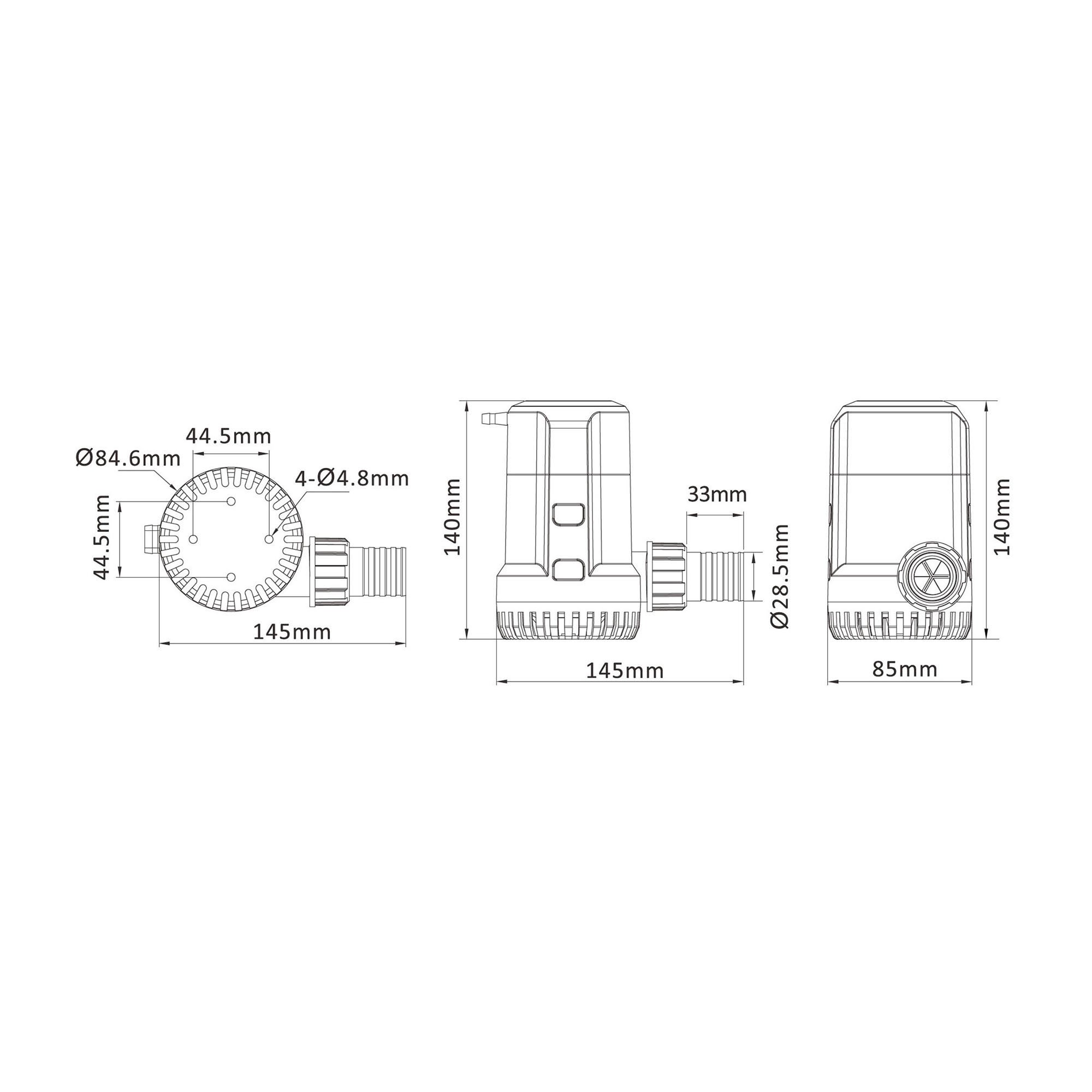 Technical Diagram: Seaflo Timer Sensing Auto Bilge Pump 13B Series 12V 1500 GPH / 5678 LPH Technical Diagram: Seaflo Timer Sensing Auto Bilge Pump 13B Series 12V 1500 GPH / 5678 LPH