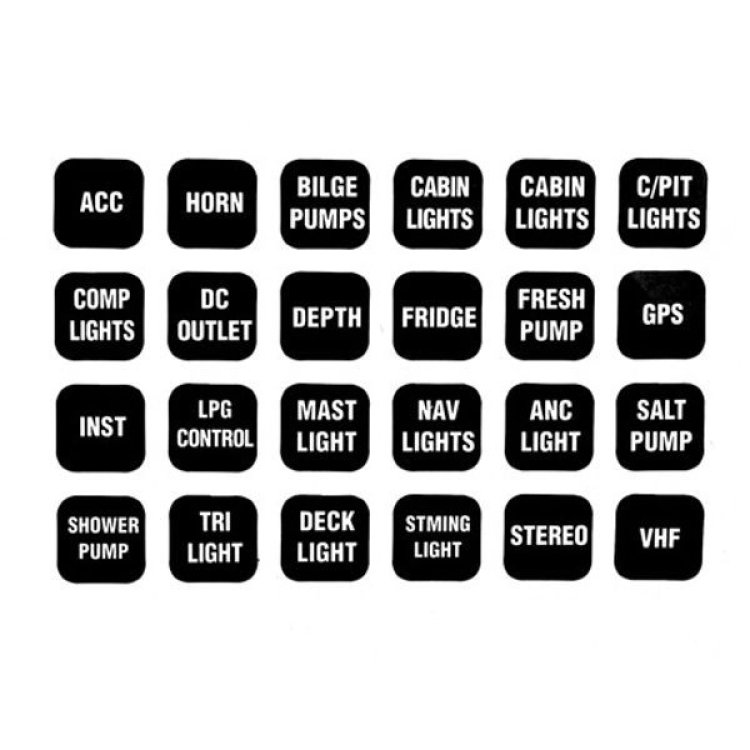 BEP Label Set For Contour 1000 Series Switch Panels - Text - Bulk Pack Qty 10 BEP Label Set For Contour 1000 Series Switch Panels - Text - Bulk Pack Qty 10