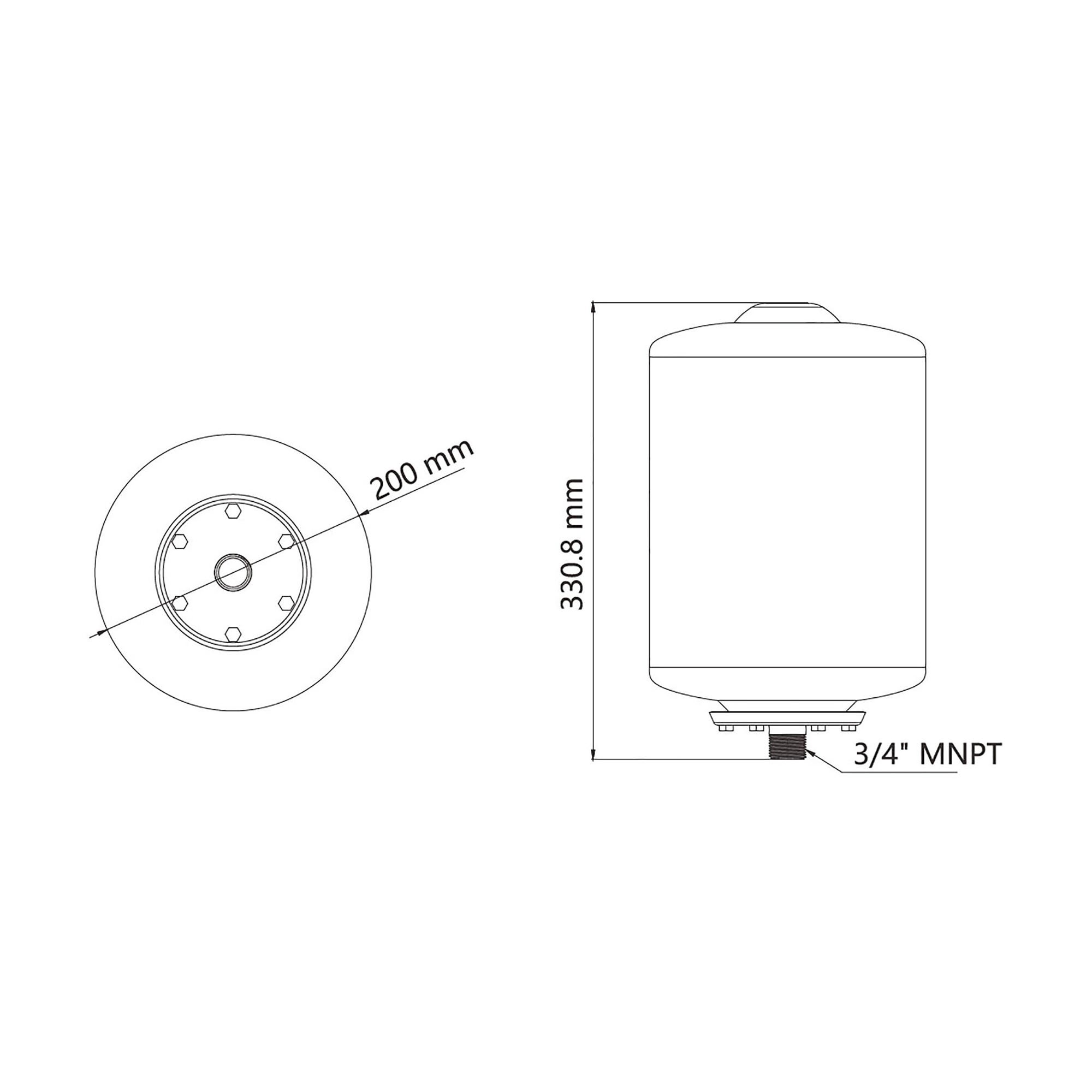 Technical Diagram: Seaflo Water Accumulator Tank 8 L