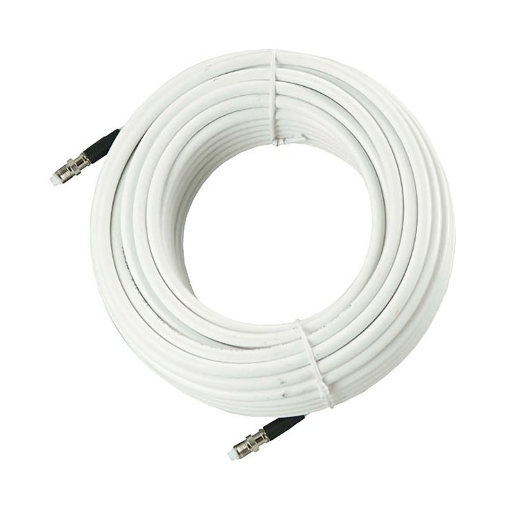 Rg8X Low Loss Steel Coaxial Cable - 50 Ohms 30M (99’) Roll – White – Pre-Installed Fme Connec