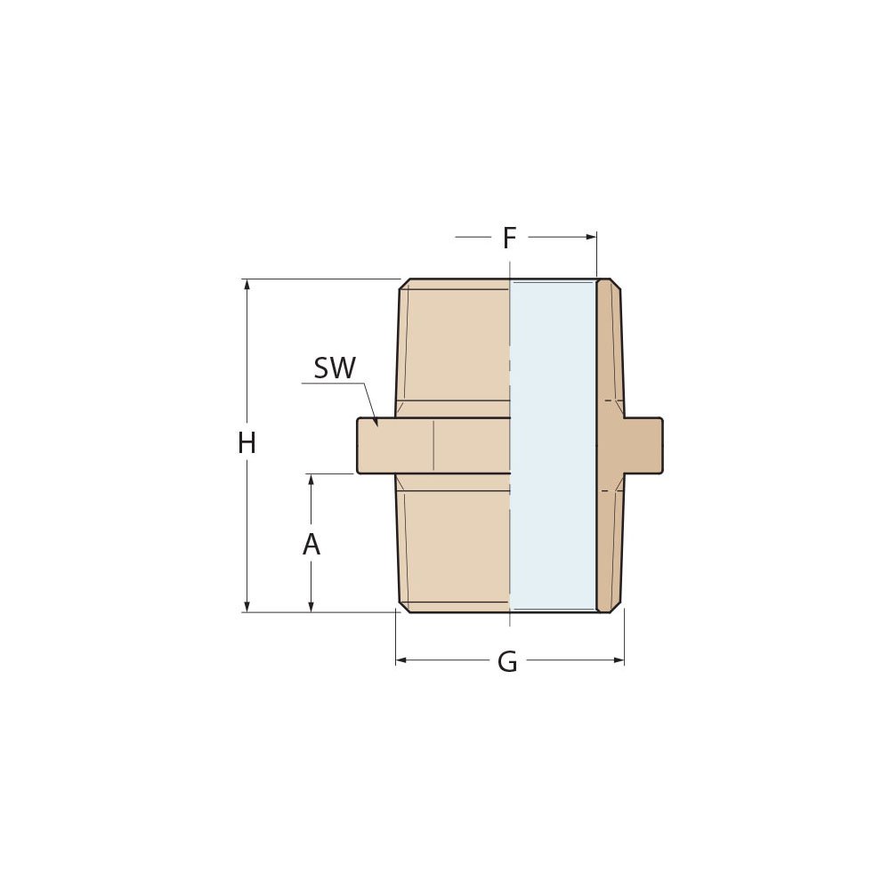 Technical Diagram: Guidi Brass Nipple M-M 1/8 in Technical Diagram: Guidi Brass Nipple M-M 1/8 in