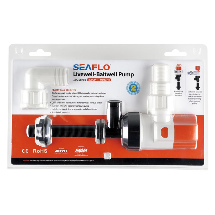 Seaflo Livewell/Baitwell Pump 12V   800 GPH / 3028 LPH