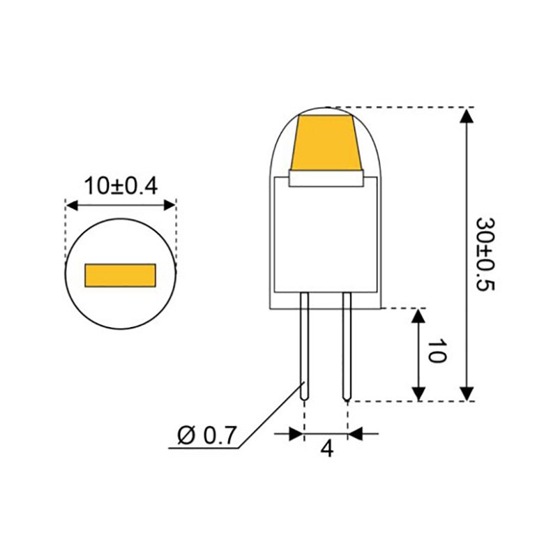 Technical Diagram: Talamex S-Led 1Cst Cob 10-30V G4L Technical Diagram: Talamex S-Led 1Cst Cob 10-30V G4L