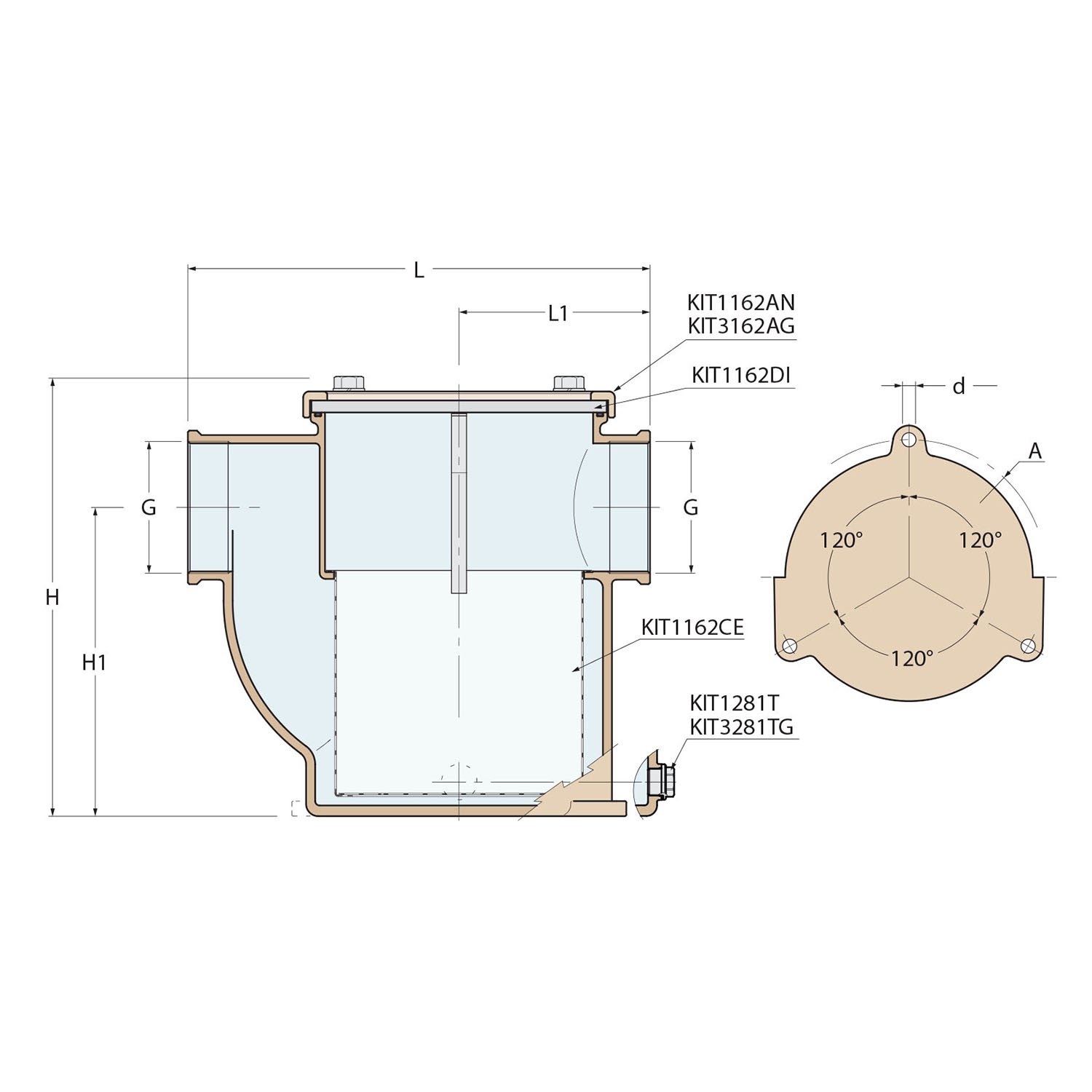 Technical Diagram: Guidi Nickel Plated Bronze Water Strainer in Mediterraneo in 1/2 in Technical Diagram: Guidi Nickel Plated Bronze Water Strainer in Mediterraneo in 1/2 in