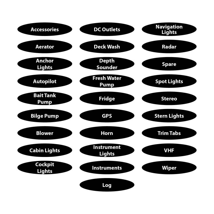 BEP Label Pack For Waterproof Series Switch Panels 900-WP BEP Label Pack For Waterproof Series Switch Panels 900-WP