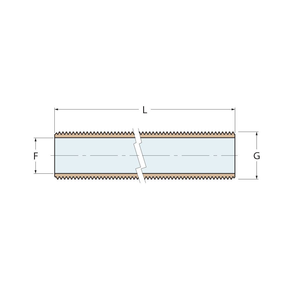 Technical Diagram: Guidi Brass Threaded Tube 1 in 1/4 Technical Diagram: Guidi Brass Threaded Tube 1 in 1/4