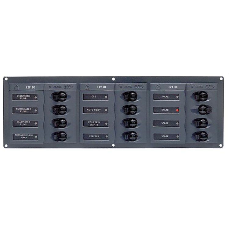 BEP Circuit Breaker Panel DC 12V 12X Single Pole 3 x 5A 4 x 10A 4 x 15A 1 x 25A BEP Circuit Breaker Panel DC 12V 12X Single Pole 3 x 5A 4 x 10A 4 x 15A 1 x 25A