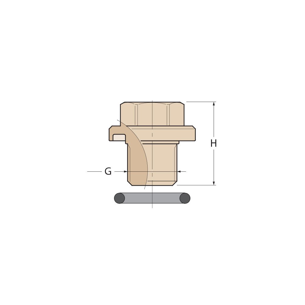 Technical Diagram: Guidi Nickel Plated Bronze Plug with Neoprene O-Ring 1/4 in Technical Diagram: Guidi Nickel Plated Bronze Plug with Neoprene O-Ring 1/4 in
