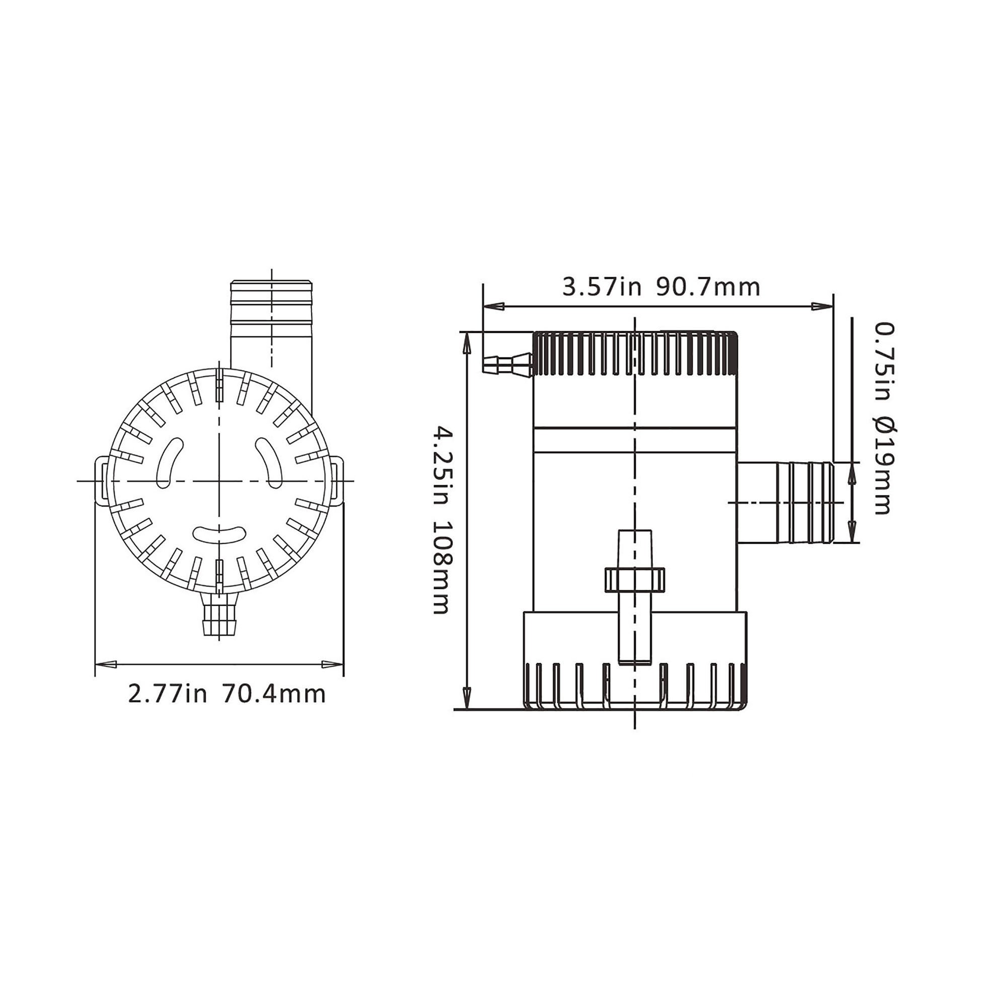 Technical Diagram: Seaflo Manual Bilge Pump - 01 Series - 12V 350 GPH / 1325 LPH Technical Diagram: Seaflo Manual Bilge Pump - 01 Series - 12V 350 GPH / 1325 LPH