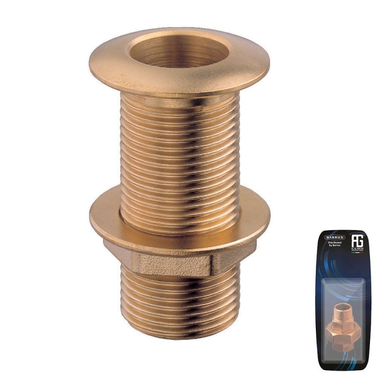 Guidi Brass Thru-Hull in Export in Standard Series 1 in X 70 mm - Retail Packed Guidi Brass Thru-Hull in Export in Standard Series 1 in X 70 mm - Retail Packed