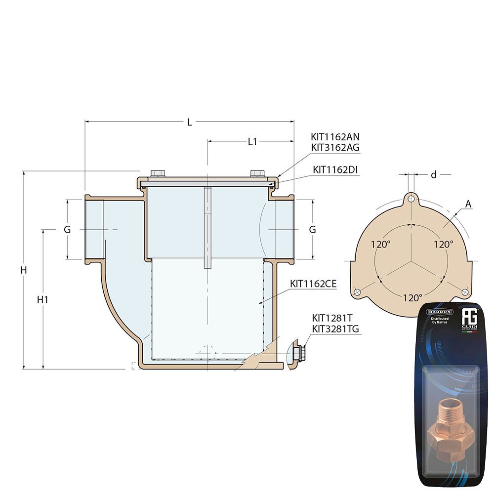 Technical Diagram: Guidi Water Strainer Bronze Medi Poly 3/8In Technical Diagram: Guidi Water Strainer Bronze Medi Poly 3/8In
